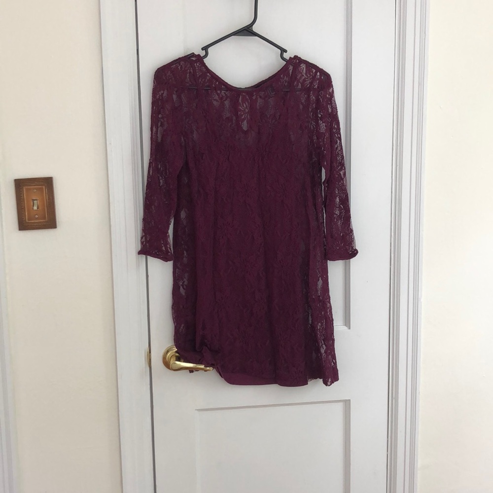 3/4 sleeve lace dress with lining
